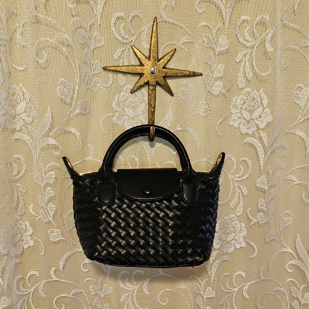 Black Woven Crossbody Mini Hand Bag - Picture 5 of 7